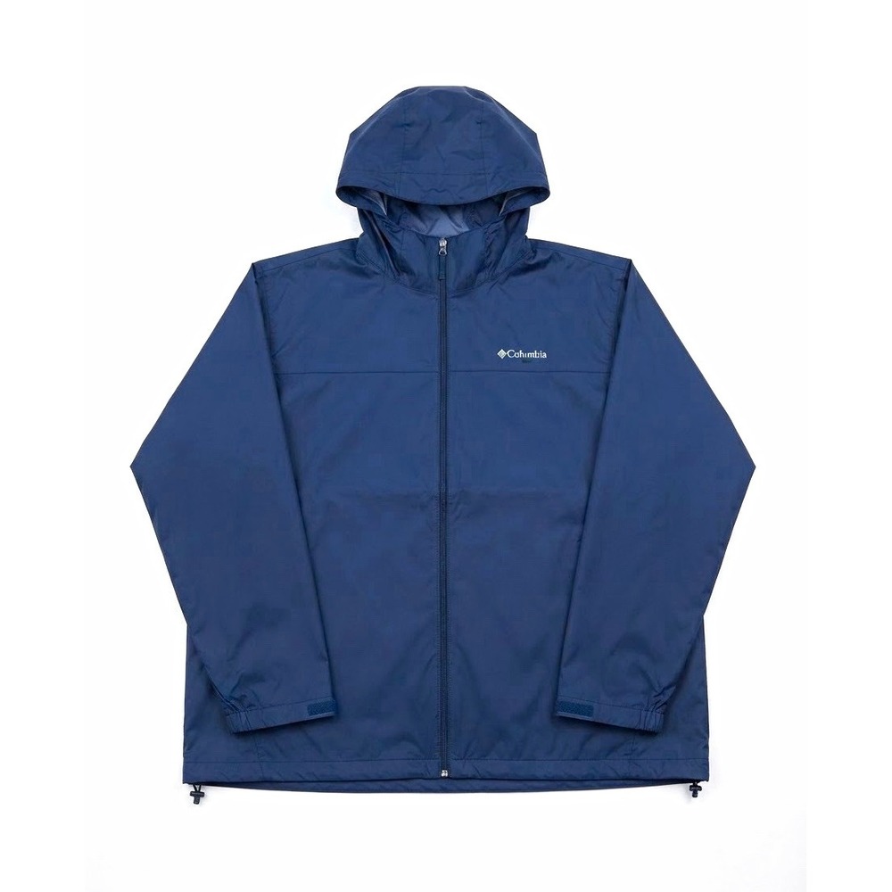 Columbia Windbreaker Jacket Mens 5X Blue Hooded Full Zip Nylon Big & Tall